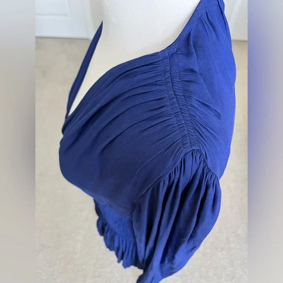 NWOT White House Black Market Long Sleeve Deep Purple Ruched V Neck Top Size S - Picture 6 of 11